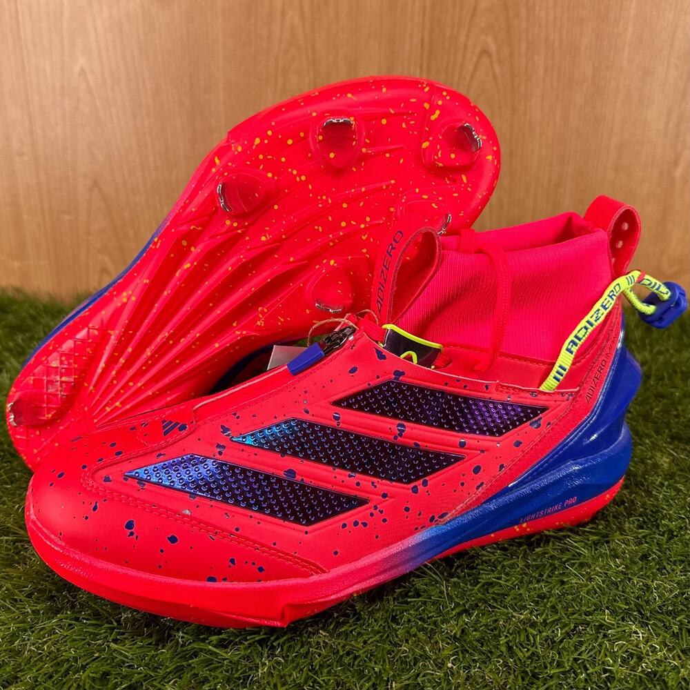 adidas Adizero Impact+ 2.0 Metal Red Blue Baseball Cleats JQ4274 Men's Size 8